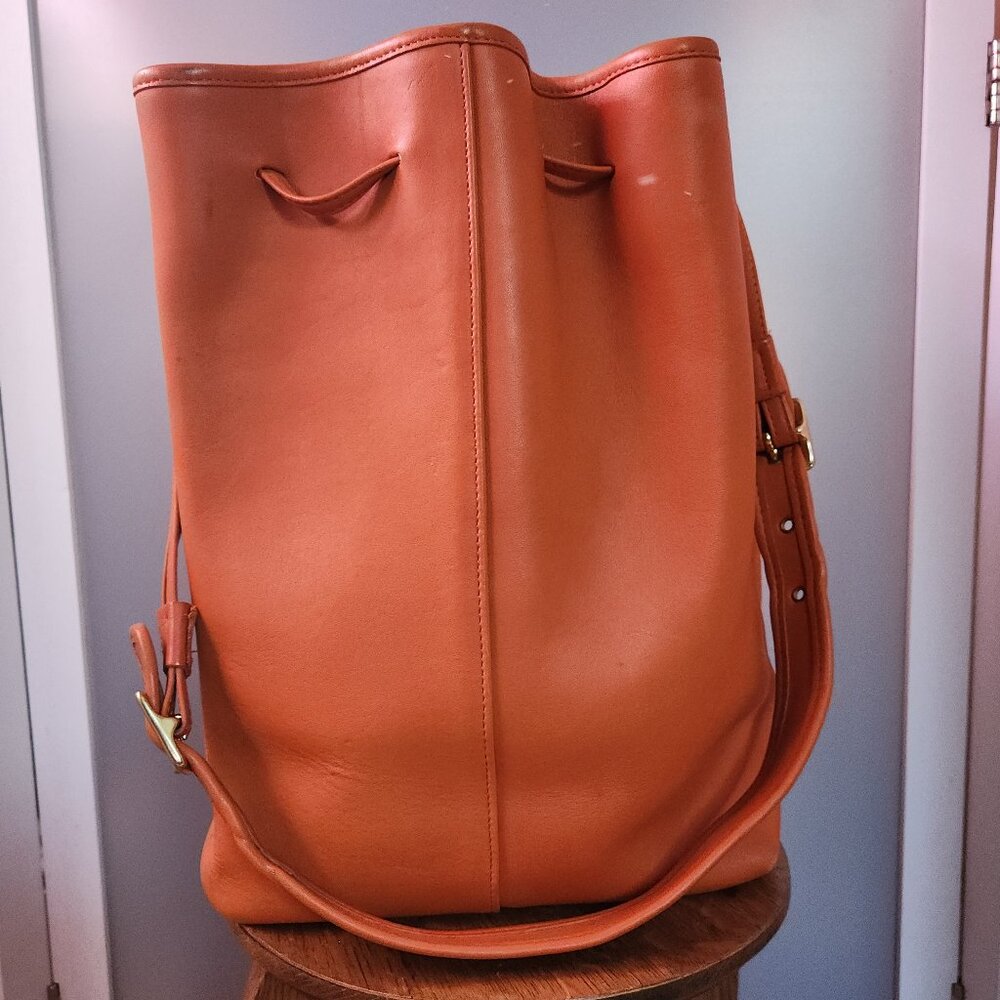 Gorgeous COACH Vintage Orange Large Drawstring Bucket Bag